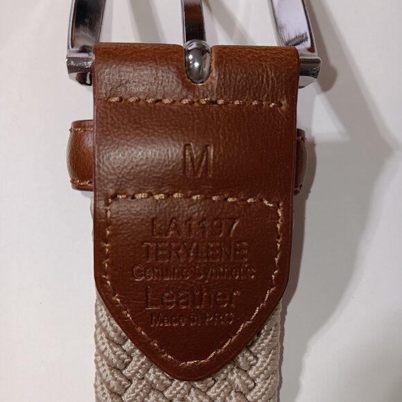 Set of 3 Braided Elastic Stretch Belts, Size Medium, Navy, Tan and Grey - Picture 6 of 10